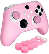 HLRAO Pink Glitter Anti-Slip Protective Silicone Cover Skin Grips for Xbox Series X/S Controller,...