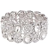 EVER FAITH Women's Austrian Crystal Costume Teardrop 8-Shaped Knot Elastic Stretch Bracelet