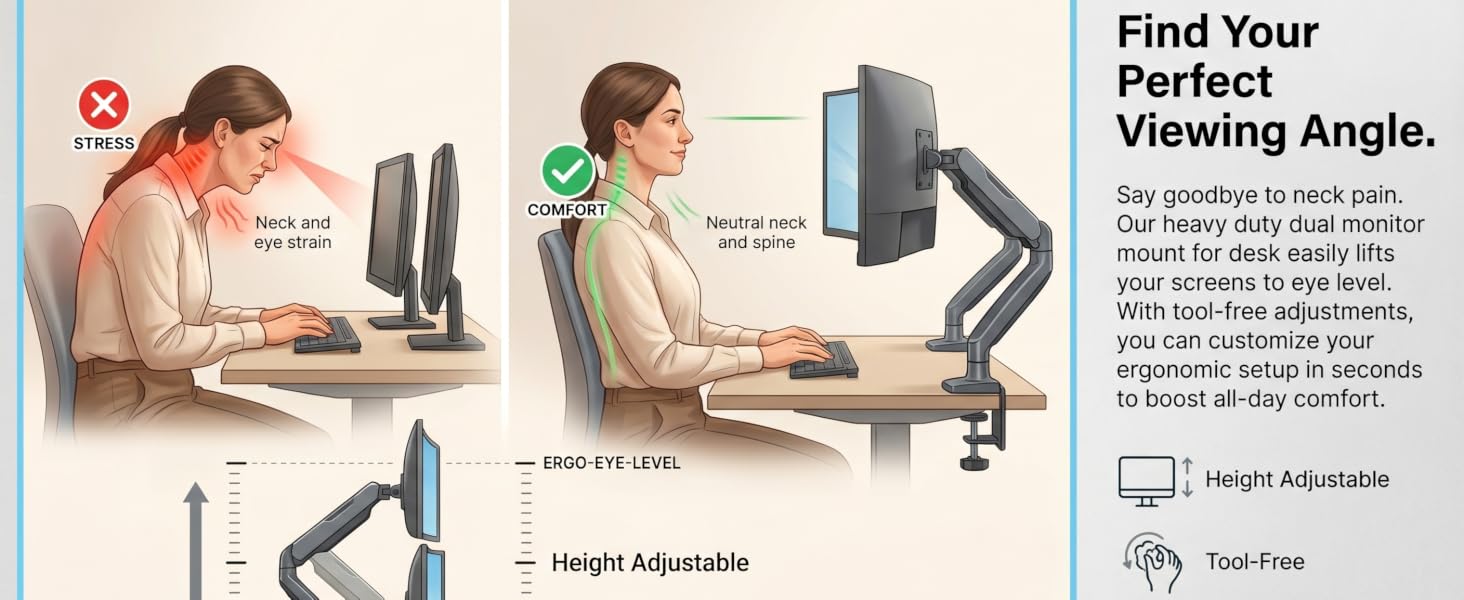 heavy duty dual monitor mount for desk