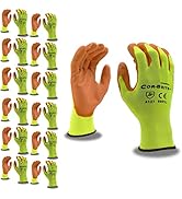 Cordova 6901 Cor-Brite Hi-Vis Polyester Work Gloves with PU Palm Coating, 13-Gauge, Tear & Abrasi...