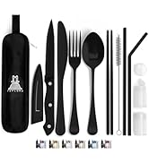 Taplord Portable Travel Silverware Set With Case, Includes 10 Pcs of Travel Utensils With Case, S...