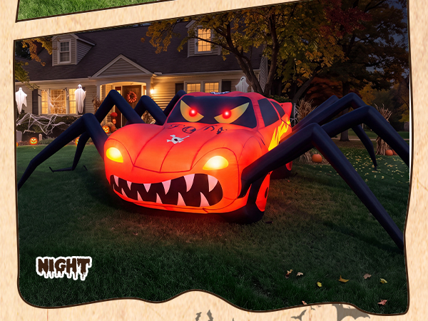 Super Giant 19.7 FT Halloween Inflatables Spider Car Outdoor Decorations