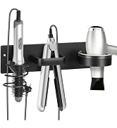 Bensbl Hair Tool Organizer Wall Mount, Aluminum Hair Dryer Holder and Curling Iron Rack with Hook...
