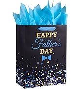 SUNCOLOR 13 Inch Large Fathers Day Gift Bag with Tissue Paper, Happy Father's Day Design, Paper G...