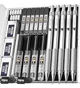 Nicpro 22PCS Metal Mechanical Pencils Set in Case, Art Drafting Pencil 0.5, 0.7, 0.9 mm & 2 PCS 2...