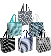 BeeGreen 6-Pack Foldable Reusable Grocery Bags – Large Cloth Tote Bag with Handles, Bulk Shopping...