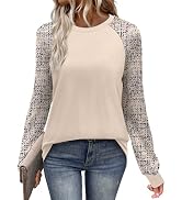 WIHOLL Long Sleeve Shirts for Women Color Block Raglan Tops Casual Crewneck Basic Tees Fall Cloth...