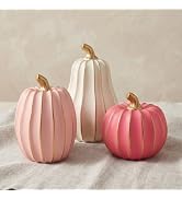White Pink and Gold Pumpkin Decor, 3Pcs Resin Pumpkin Figurines Fall Decor | Small Fall Pumpkins ...