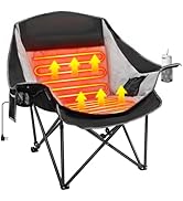 Suteck Heated Camping Chair, Oversized Heated Chairs W/3 Heat Levels & 2 Heating Zones, Portable ...