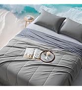 SLEEP ZONE Nanotex Twin XL Size Cooling Comforter Set, 2 Pieces Jersey Knit Bedding, Reversible C...