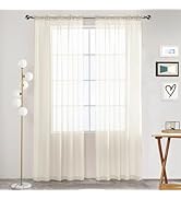 SpaceDresser Basic Rod Pocket Sheer Voile Window Curtain Tiers Ivory 2 Panels 52 Width 84 Inch Lo...