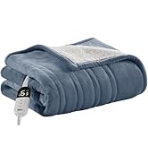 Degrees of Comfort Electric Blanket Twin Size - Soft Sherpa Flannel Heated Blankets - 6 Heat Sett...