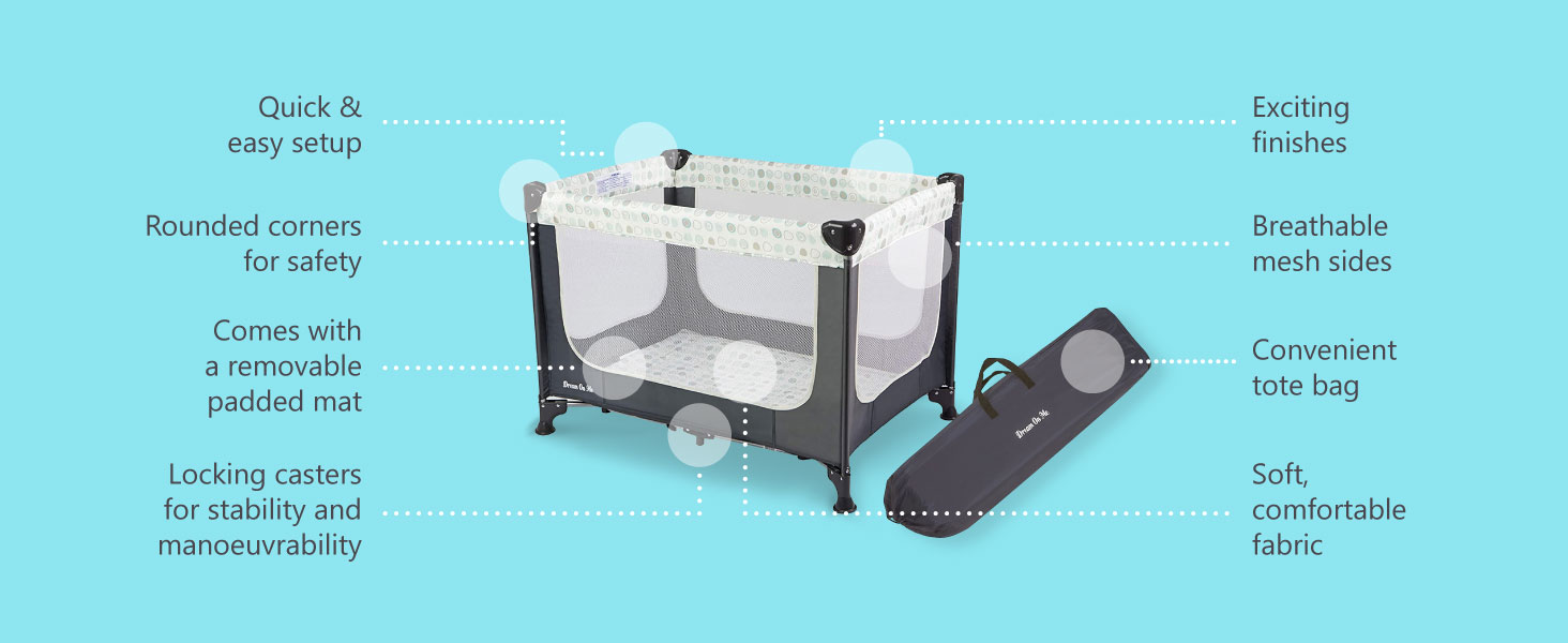 dream on me,playard,lightweight playard,travel playard,playpen,portable playard ,mesh playard,
