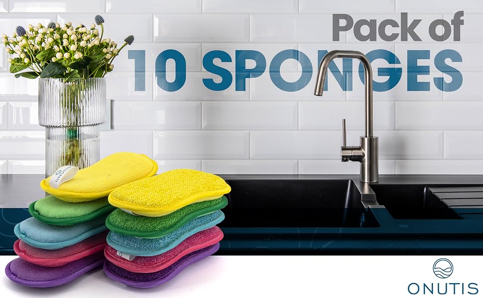 pack of sponges kitchen dish scrubber non-smell non-scratch reusable washable scrub bathroom