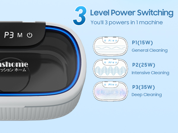 The ultrasonic jewelry cleaner machine features three frequency settings