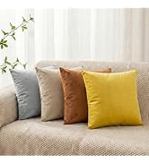 Q&J FABRIC CO. 4 Pack Velvet Decorative Throw Pillow Covers,Soft Square Cushion Case 18x18 Inch P...