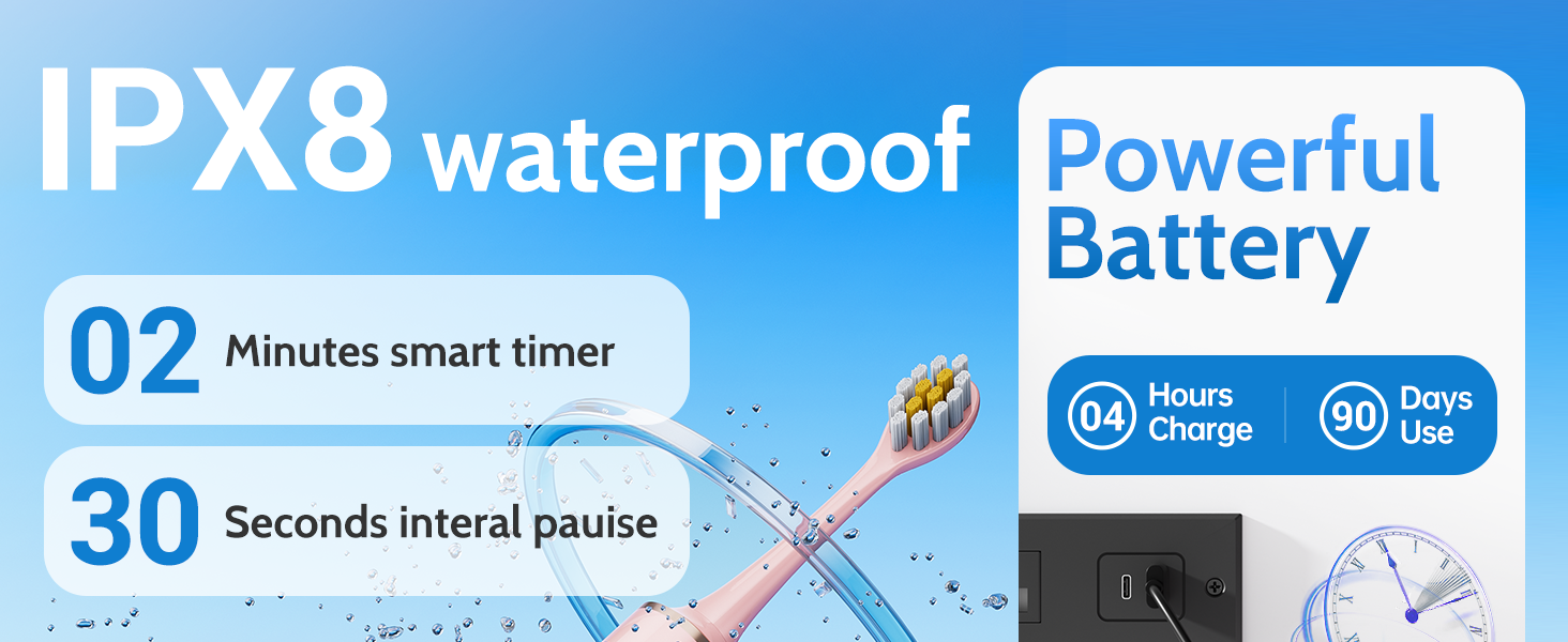 Electric toothbrush can be used for 90 days after being fully charged for 4 hours