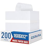 GSSUSA Large White Paper Bags 16x6x12'' 200Pcs Recycled Gift Bags Kraft Bag With Handles For Busi...