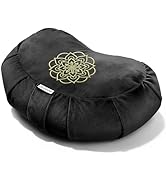 Hihealer Premium Crescent Meditation Cushion, Ergonomic Buckwheat Hull Floor Pillow for Adults, C...