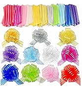 FQTANJU 22 Pieces Pull Bow Mixed Color Large Organza Gift Bows Present Wrapping Pull Bow with Rib...