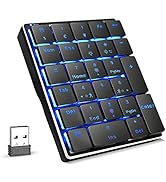 ROTTAY Number Pad, 2.4GHz Wireless Mechanical Numpad Rechargeable 10 Key Blue Switch Backlit Nume...