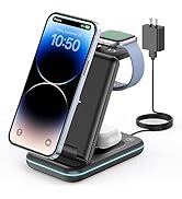 GEEKERA 3 in 1 Wireless Charging Station, Foldable Wireless Charger Stand for Multiple Apple Devi...