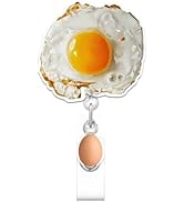 Funny Fried Eggs Badge Reel, Cute Fried Eggs Retractable Nurse Alligator Clip Badge Reel for Man,...