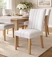 HomePop Classic Parsons Dining Chair -Blue Farmhouse Stripe (Set of 2)