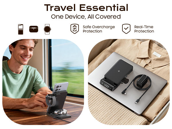 wireless charging station with clock