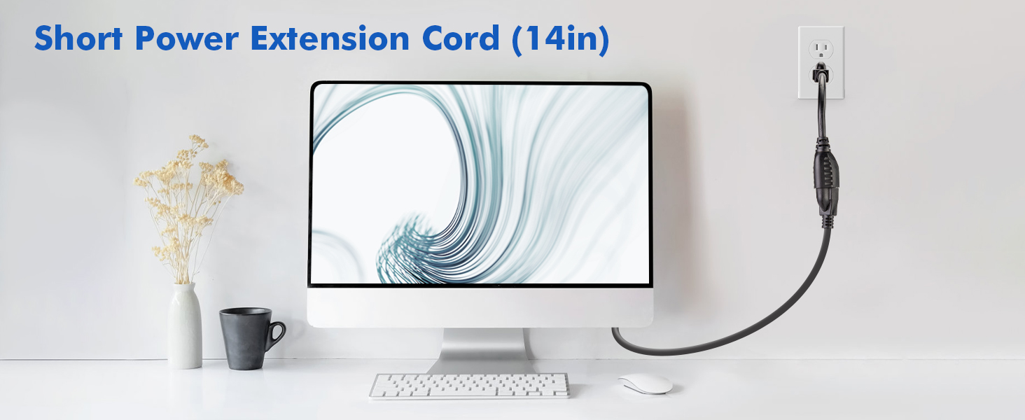 Short Power Extension Cord 12in