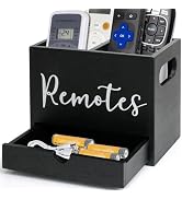 MZYOUHUO Remote Control Holder, Wooden TV Controller Holder, Desk Organizer with 2 Compartment an...
