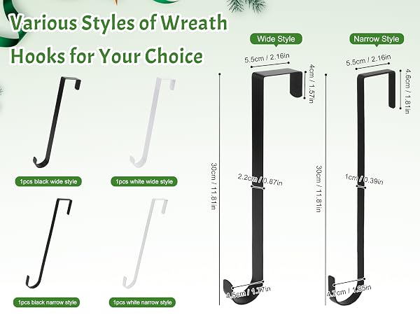 ZningEsxi 12" Wreath Hanger Front Door Wreath Metal Hook for Christmas Halloween Outdoor Hanging