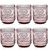 Hacaroa 6 Pack 12 Oz Drinking Glasses, Vintage Water Glasses Purple Colored Glassware Heavy Duty,...