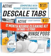 ACTIVE Clean & Descale Kit for Keurig - 12 Month Supply Includes Coffee Maker Rinse Pods Compatib...