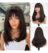 FESHFEN Long Wigs with Bangs, Synthetic Natural Looking Layered Straight Hair Wig for Women Daily...