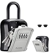 Puroma Portable Combination Lockbox Wall-Mounted Key Storage Box for House Keys, Resettable Code ...