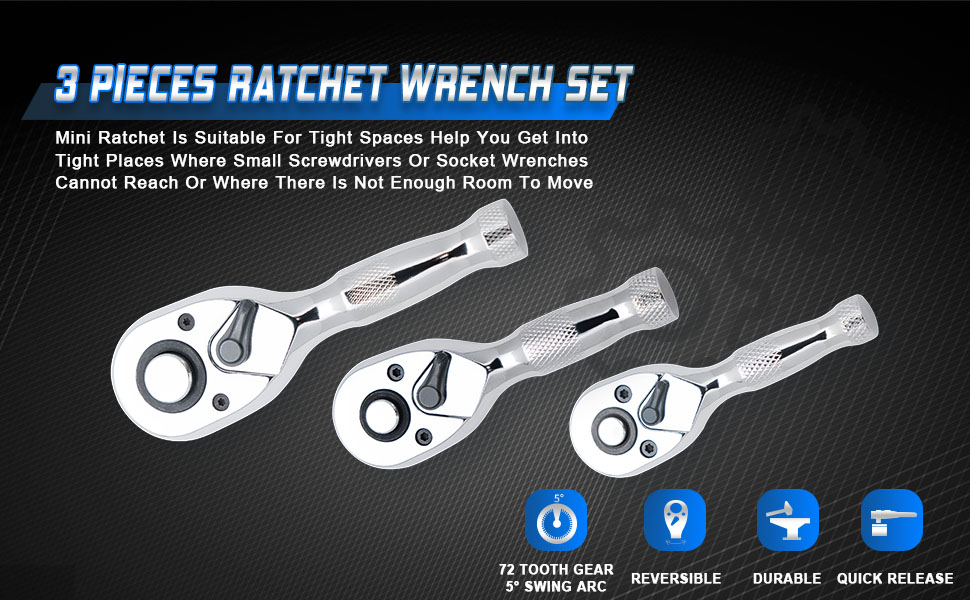 Mini 3 PIECES RATCHET WRENCH SET