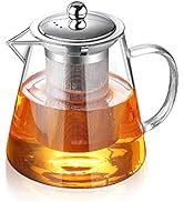 Glass Teapot with Infuser Tea Pot 32oz/43oz Tea Kettle Stovetop Safe Blooming and Loose Leaf Tea ...