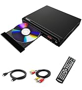 WISCENT Compact DVD Player for TV, Multi-Region Free, with HDMI/RCA/USB/MIC,Full HD Picture Quali...