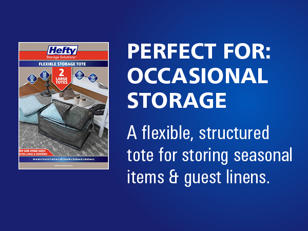 Flexible storage tote for seasonal items and linens