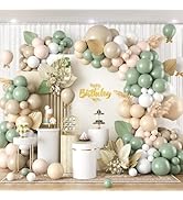 Sage Green Balloon Arch Kit,122Pcs Green Sand White Nude Apricot Matte Neutral Balloons for Baby ...