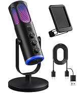 PUPGSIS Gaming Microphone for PC, Noise Cancellation Condenser Mic with RGB Lights, Mute, Monitor...