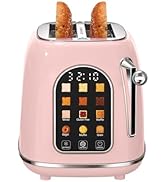 Mecity Toaster 2 Slice, Touch Screen Wide Slot Retro Toaster For Breads Bagel Muffin Waffle, Hous...