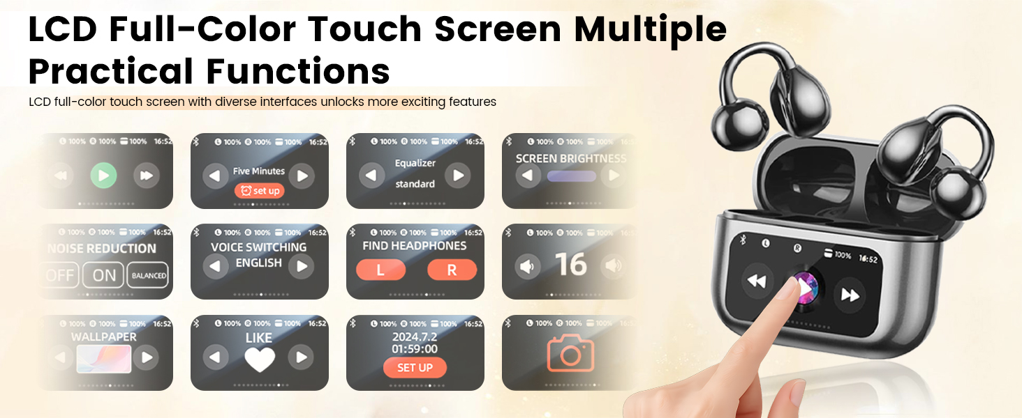 clip on headphones with LCD