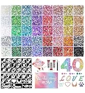 Zefy 43000 Pcs Resin Rhinestones for Bedazzling, 40 Colors 2/3/4 mm Bedazzling Kit with 2 Pcs Ste...
