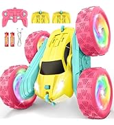 FDCTR Remote Control Car, RC Cars for Girls, Double-Sided 4WD Stunt Car with RGB Lights & 360° Fl...