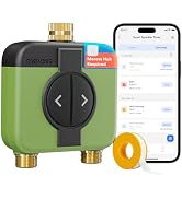 meross WiFi Water Timer for Garden Hose, 2 Zone WiFi Hose Timer with Brass Inlet and Outlet, WiFi...