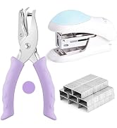 NEBURORA Purple Single Hole Puncher Metal with Soft-Handled Bundle Blue Mini Effortless Desktop S...