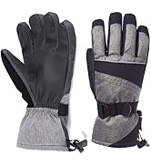 HighLoong Men Ski Snowboard Gloves with Waterproof and Thinsulate for Cold Winter-Black