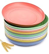 WUWEOT 12 Pack Wheat Straw Plates, 8.8" Dishwasher & Microwave Safe Dinner Plates, Lightweight & ...